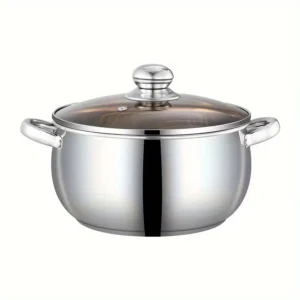 Large Capacity Stainless Steel Double Handle Soup Pot with Lid